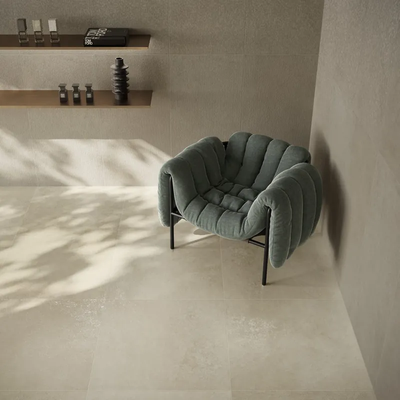 Certifié Carrelage sol intérieur effet pierre taupe ARIA ép 9 mm 80,2 x 80,2 cm rectifié paquet de 1,29 m² ERMES