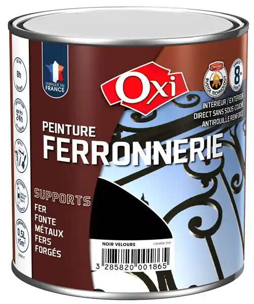 Livraison Express Peinture antirouille métaux - Noir velours - 250ml OXI