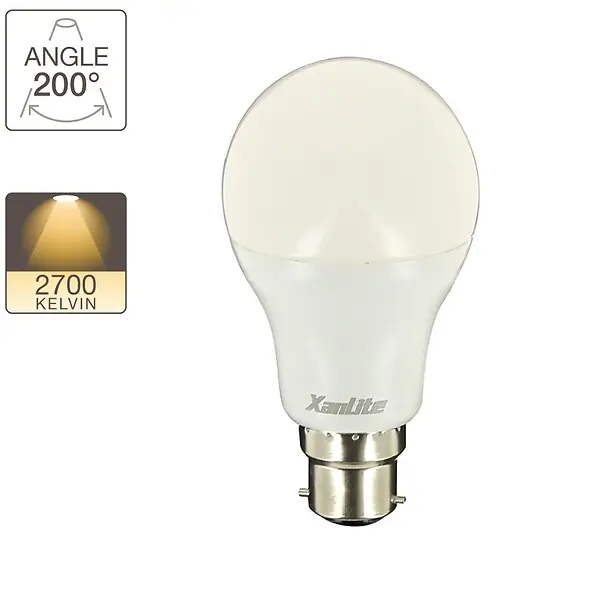Acheter En Ligne Ampoule LED standard - Blanc chaud 2700K - Culot B22 14,2W XANLITE