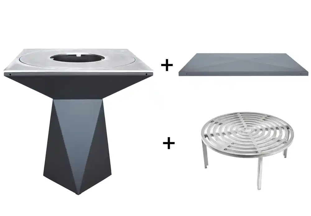 Paiement Sécurisé Brasero de cuisson G1 graphite avec plaque plancha, grille et couvercle de protection ARTISS