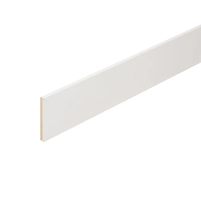 Plinthe bois MDF blanche bord droit - Ép.10 x 98 mm - L.2.40 m - AJ TIMBER Usine Directe