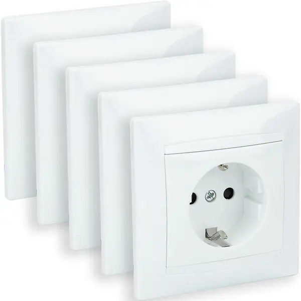 Lot de 5 prises encastrées Schuko - Blanc - Zyna - Zenitech Super Prix