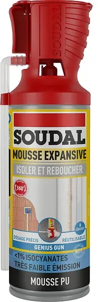 Mousse expansive polyuréthane - Pistolet Genius Gun - 300ml SOUDAL Pas Cher