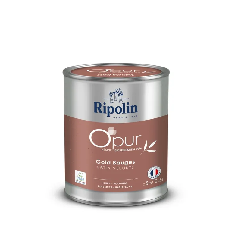 Vente Directe Peinture O‘pur murs boiseries radiateurs Gold Bauges satin 0,5L RIPOLIN