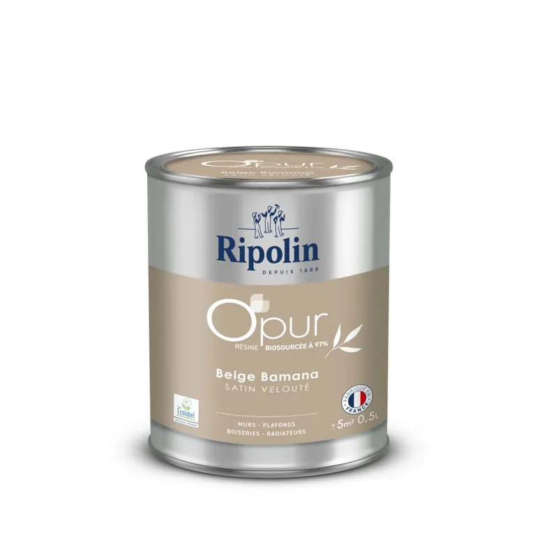 Peinture O‘pur murs boiseries radiateurs Beige Bamana satin 0,5L RIPOLIN Haute Qualité