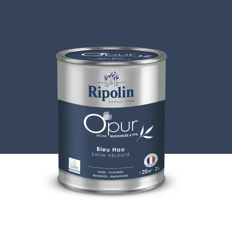 Peinture O‘pur murs boiseries radiateurs Bleu Hao satin 2L RIPOLIN Acheter En Ligne