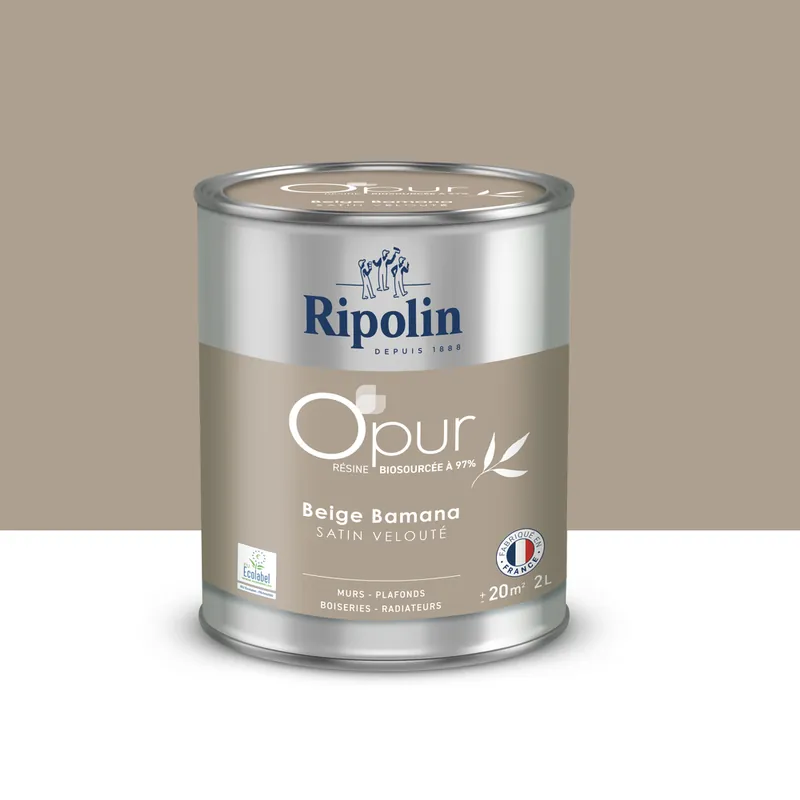 Peinture O‘pur murs boiseries radiateurs Beige Bamana satin 2L RIPOLIN Top Vente