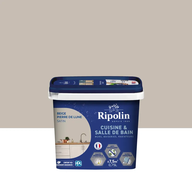 Peinture Cuisine & Bain Beige Pierre de lune satin 0,75L RIPOLIN Meilleur Choix