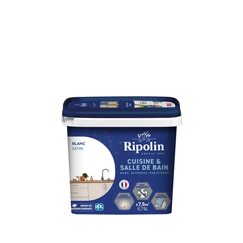 Peinture Cuisine & Bain Blanc satin 0,75L RIPOLIN Acheter En Ligne