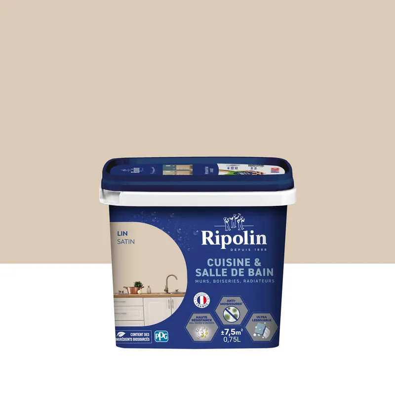 Peinture Cuisine & Bain Lin satin 0,75L RIPOLIN Meilleure Vente