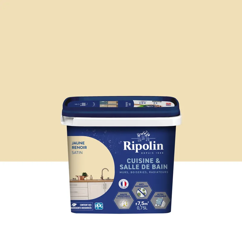 Peinture Cuisine & Bain Jaune Renoir satin 0,75L RIPOLIN Affaire À Saisir