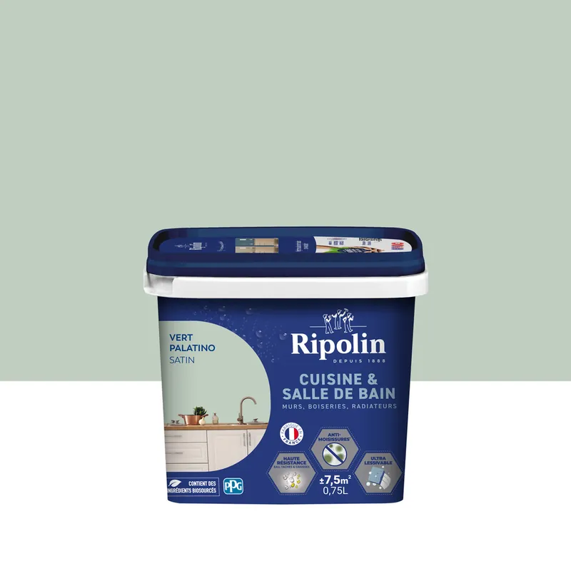 Peinture Cuisine & Bain Vert Palatino satin 0,75L RIPOLIN Soldes