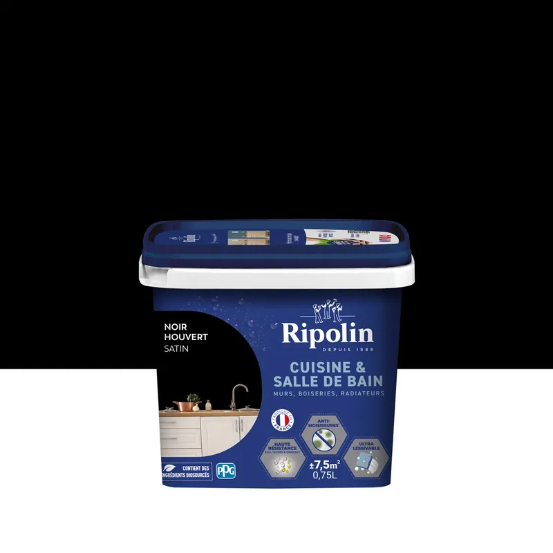 Peinture Cuisine & Bain Noir Houvert satin 0,75L RIPOLIN Achetez Aujourd'hui