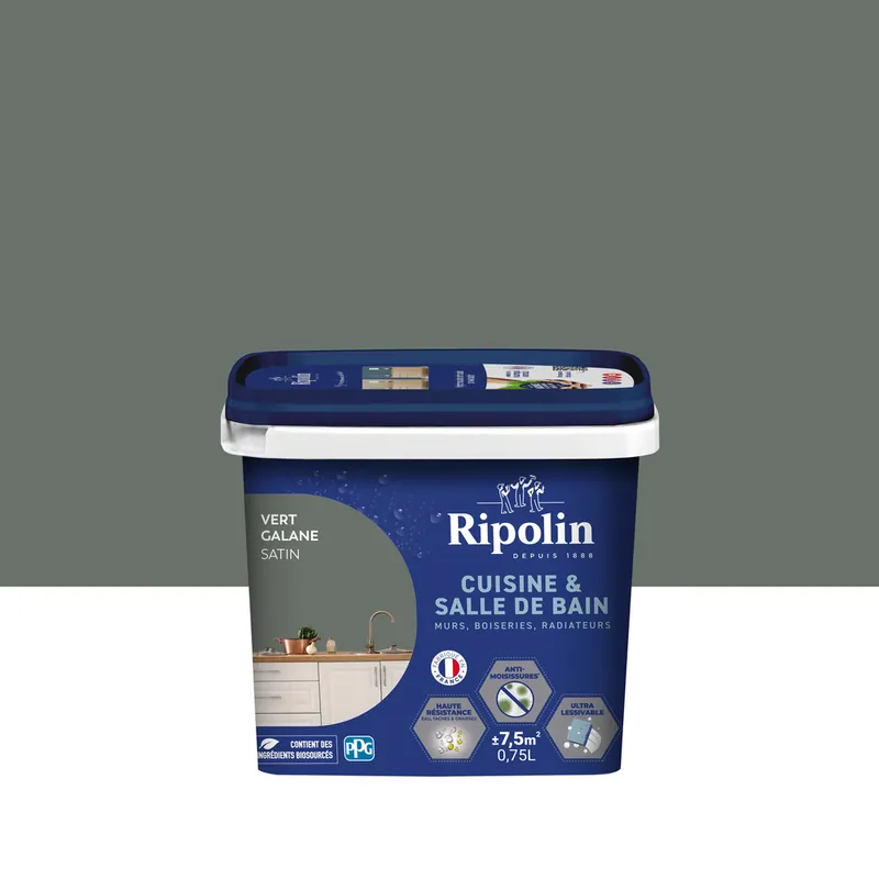Pas Cher Peinture Cuisine & Bain Vert Galane satin 0,75L RIPOLIN