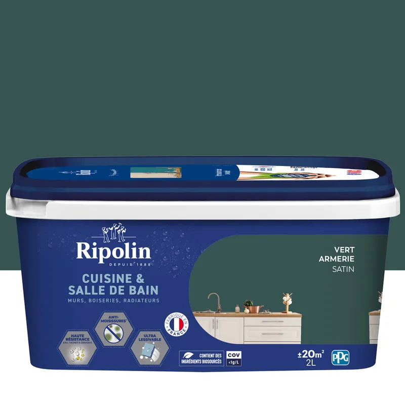 Commande En Gros Peinture Cuisine & Bain Vert Armerie 2L RIPOLIN