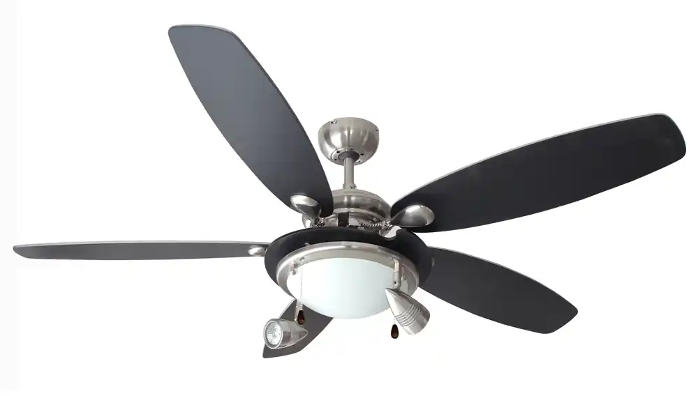Ventilateur de plafond silencieux avec lumière Chrome et noir/blanc Ø132cm - Milord AIR&LIGHT Commander Maintenant