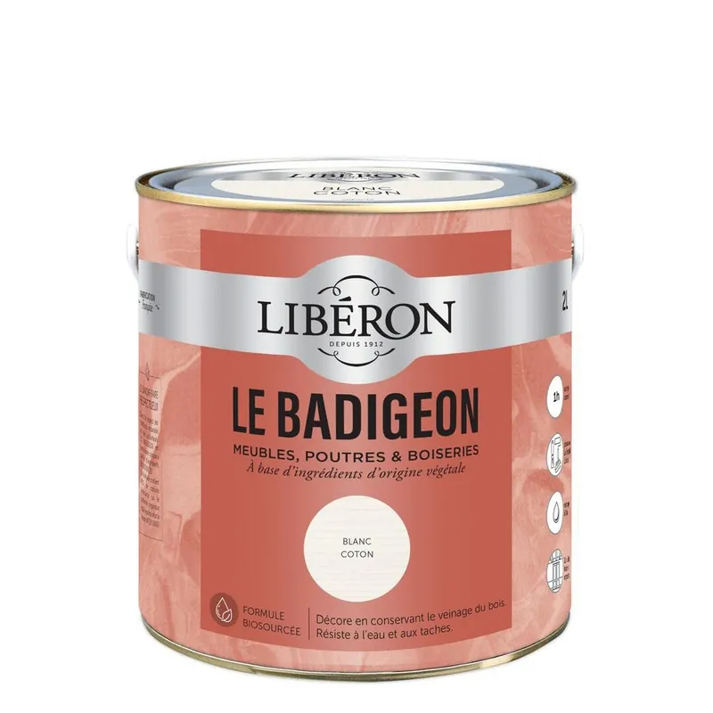Prix Cassé Badigeon meubles, poutres et boiseries Libéron Blanc coton 2 L
