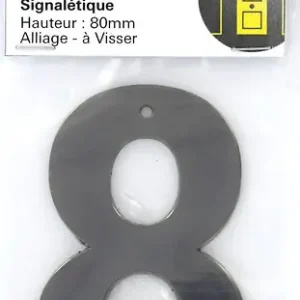 Haute Qualité Chiffre 8 noir mat hauteur 80mm à visser THIRARD