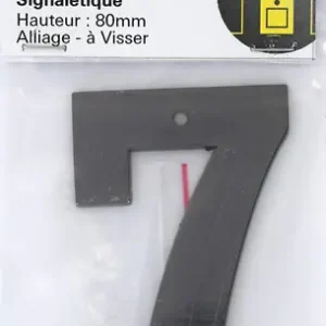 Chiffre 7 noir mat hauteur 80mm à visser THIRARD Satisfait Ou Remboursé