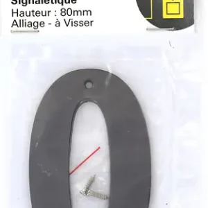 Chiffre 0 noir mat hauteur 80mm à visser THIRARD Promotion Saisonnière