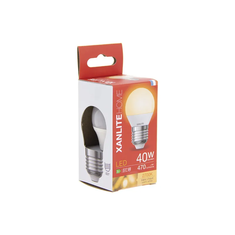 Ampoule LED sphérique E27 opaque 5W = 470 lumens blanc chaud - XANLITE Acheter Direct