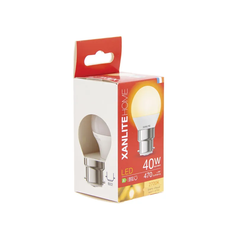 Commander Maintenant Ampoule LED sphérique B22 opaque 5W = 470 lumens blanc chaud - XANLITE