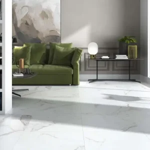 Carrelage sol et mur intérieur effet marbre blanc brillant PALAIS ép 8 mm 60 x 60 cm rectifié paquet de 1,44 m² CERAM INDUSTRIE Prix Bas
