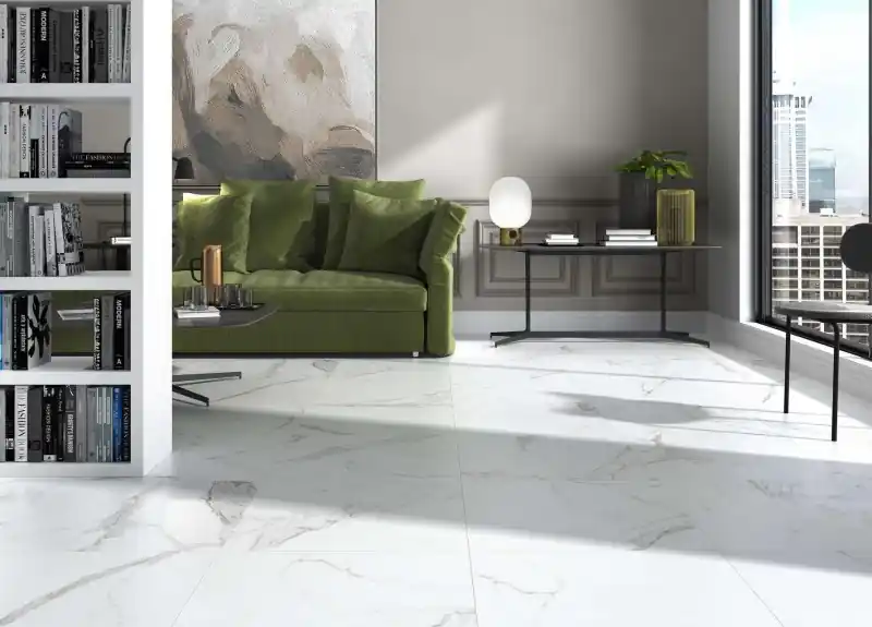 Carrelage sol et mur intérieur effet marbre blanc brillant PALAIS ép 8 mm 60 x 60 cm rectifié paquet de 1,44 m² CERAM INDUSTRIE Prix Bas