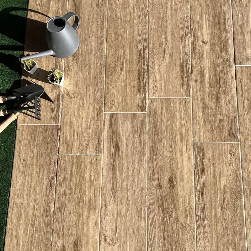 Carrelage de sol extérieur effet bois brun GALIBIER ép 8 mm 19 x 80 cm paquet de 1,67 m² PAREFEUILLE Retour Gratuit