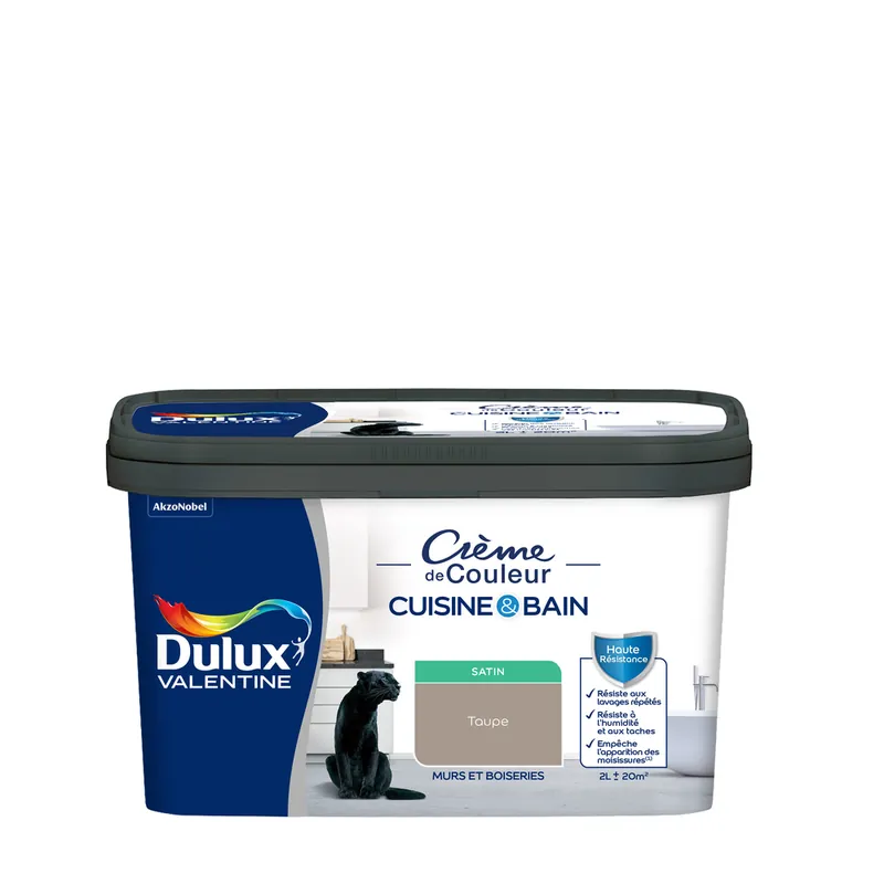 Usine Directe Peinture Crème de Couleur Cuisine et Bain Satin Taupe 2L