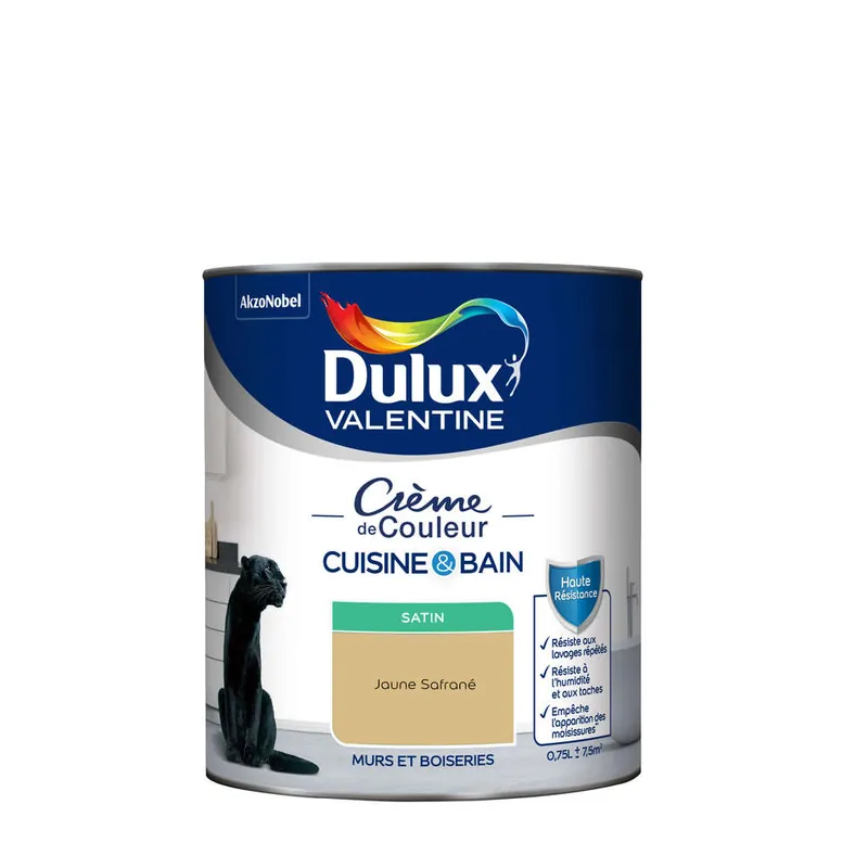 Pas Cher Peinture Crème de Couleur Cuisine et Bain Satin Jaune Safrane 0,75L