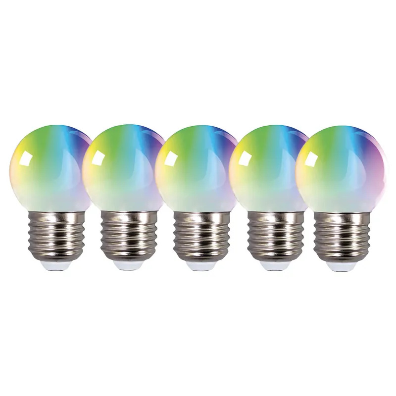 Meilleur Prix Lot de 5 ampoules LED E27 0,8W RGB 50 lumens blanc chaud - TIBELEC