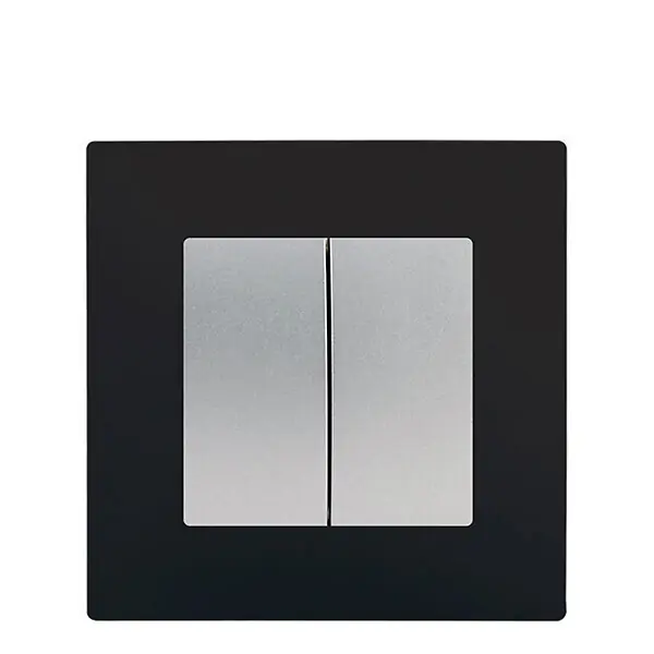 SIEMENS Double Va et Vient Silver Delta Viva + Plaque Noir Soldes