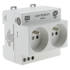 Réduction Prise double modulaire avec terre - 16A 250V ZENITECH