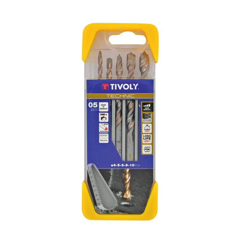 Paiement Sécurisé Coffret 5 forets béton diamètre 4-5-6-8-10 mm - TIVOLY