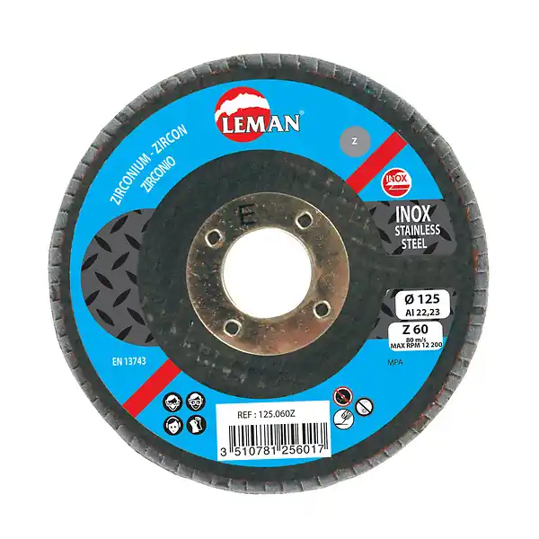 Produit De Marque Disque à lamelles bombé - Zirconium - Grain 80 - 115mm LEMAN
