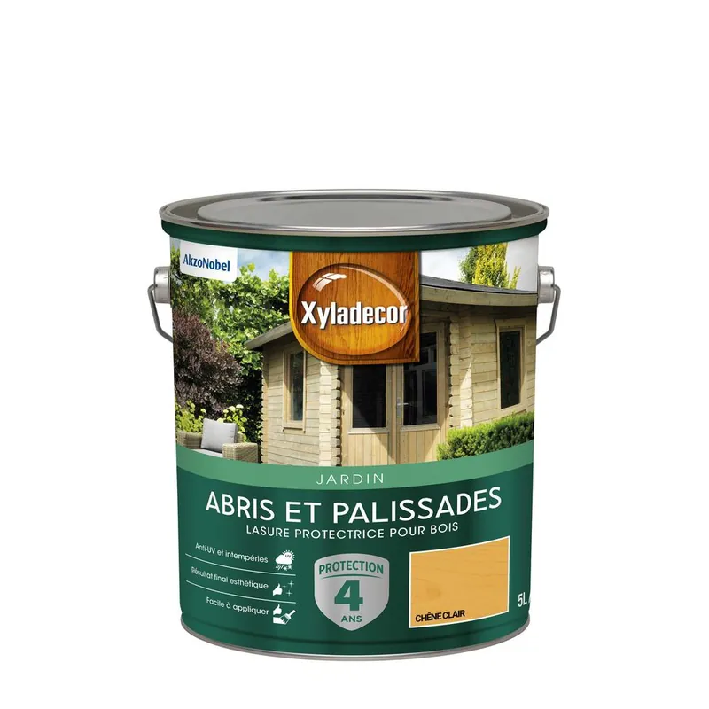 Lasure protectrice pour bois extérieur abris et palissades mat chêne clair 5L XYLADECOR Paiement Sécurisé