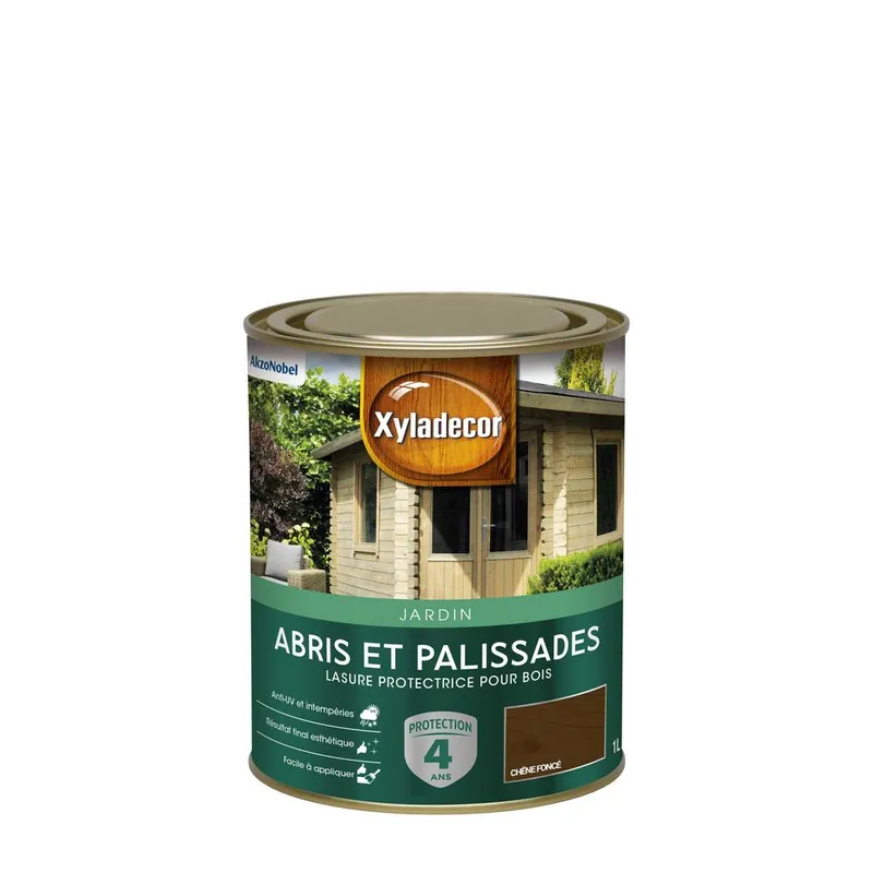 Acheter Direct Lasure protectrice pour bois extérieur abris et palissades mat chêne foncé 1L XYLADECOR