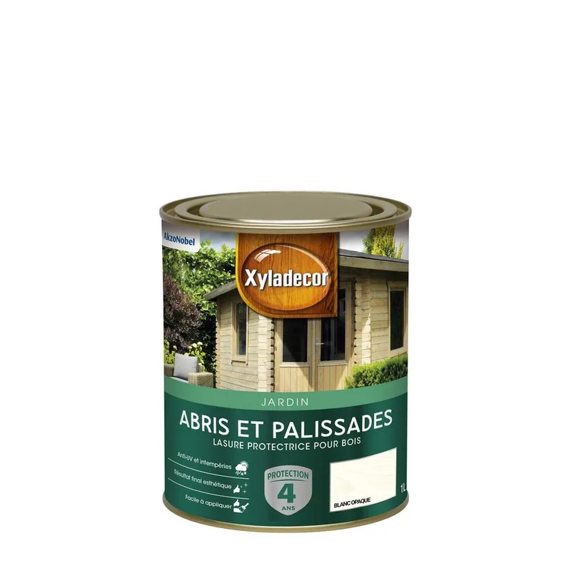 Lasure protectrice pour bois extérieur abris et palissades mat blanc opaque 1L XYLADECOR Populaire