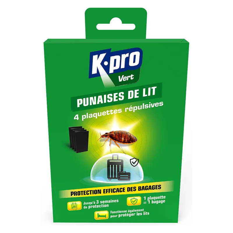 Paiement Sécurisé Plaquettes répulsives punaises de lit par 4 - K-PRO