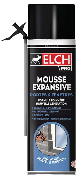 Mousse expansive polyuréthane - Portes et fenêtres - 500ml ELCH PRO Prix Promo
