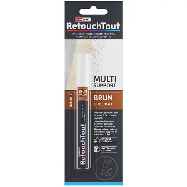 Stylo retouche peinture chocolat RAL 8017 - 10ml SOLOPLAST Achat Immédiat