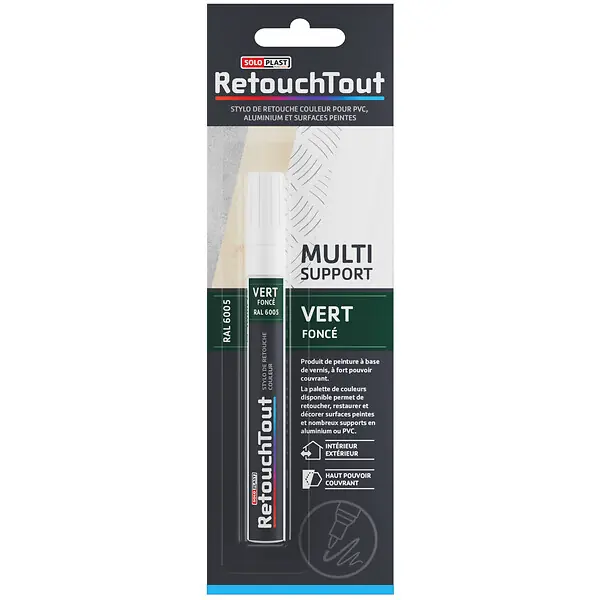 Stylo retouche couleur - Vert RAL 6005 - 10ml SOLOPLAST Haute Qualité