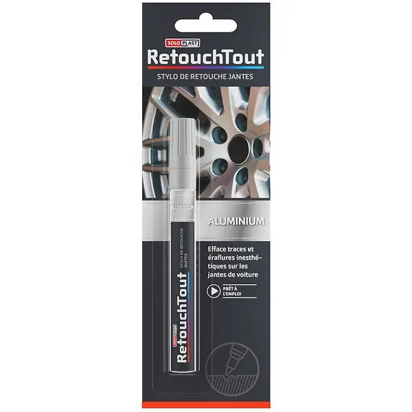 Stylo retouche jantes aluminium - Couleur Aluminium - 10ml SOLOPLAST Prix Promo