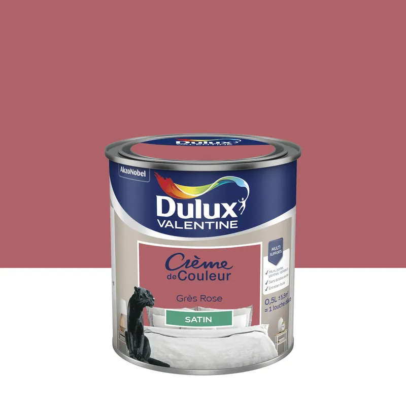 Peinture crème de couleur Grès Rose Satin 0.5 L - DULUX VALENTINE Seulement Aujourd'hui