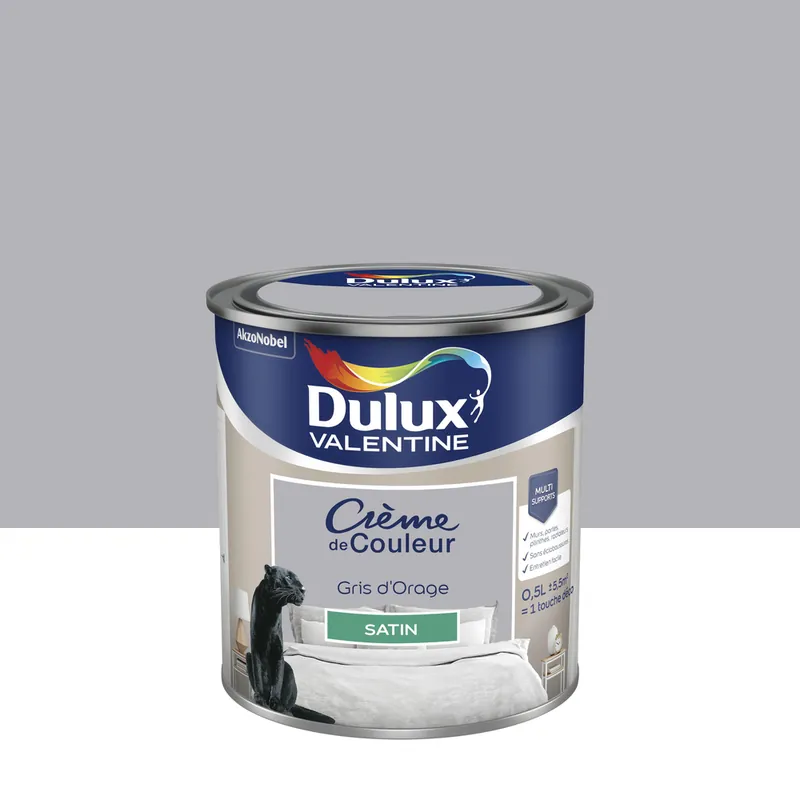 Peinture crème de couleur Gris d‘Orage Satin 0.5 L - DULUX VALENTINE Soldes
