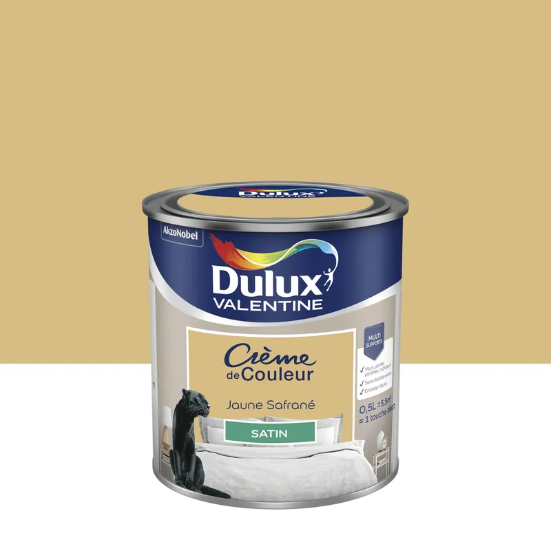 Commander Maintenant Peinture crème de couleur Jaune Safrané Satin 0.5 L - DULUX VALENTINE