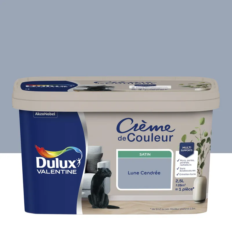 Meilleure Vente Peinture crème de couleur Lune Cendrée Satin 2,5 L - DULUX VALENTINE