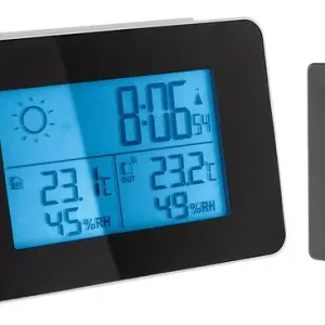 Solde Station météo N&B prévisions à 24h avec capteur sans fil Noir - Zenitech