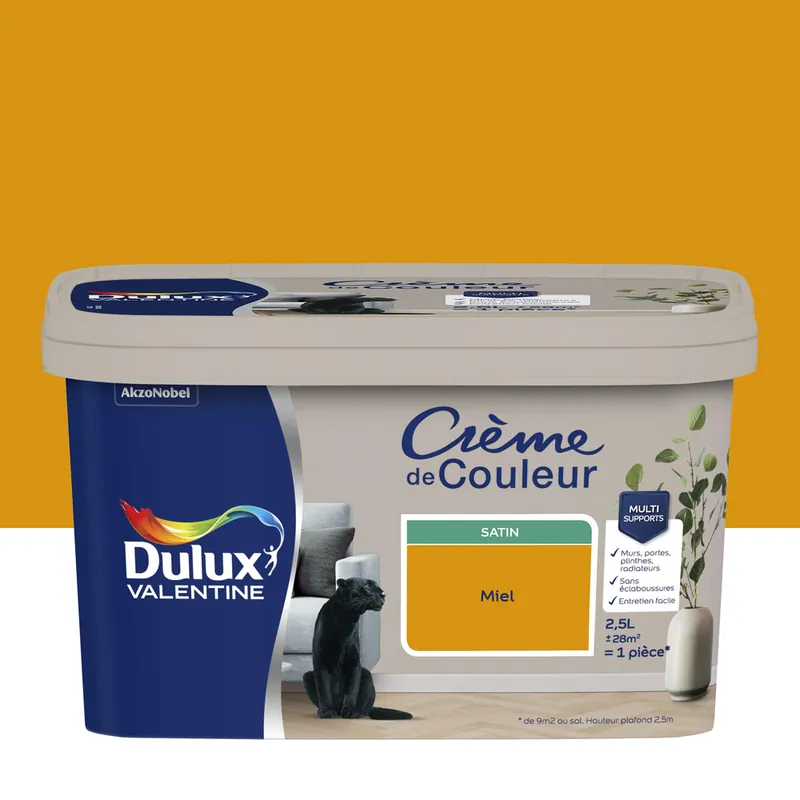 Satisfait Ou Remboursé Peinture crème de couleur Miel Satin 2,5 L - DULUX VALENTINE